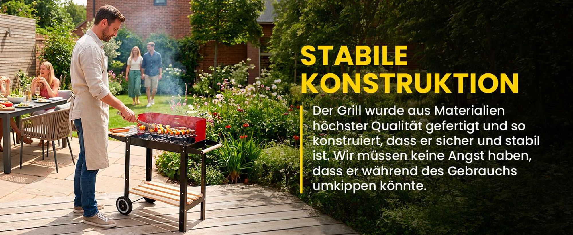 Holkohlegrill Grillwagen mit Regalen und Rädern