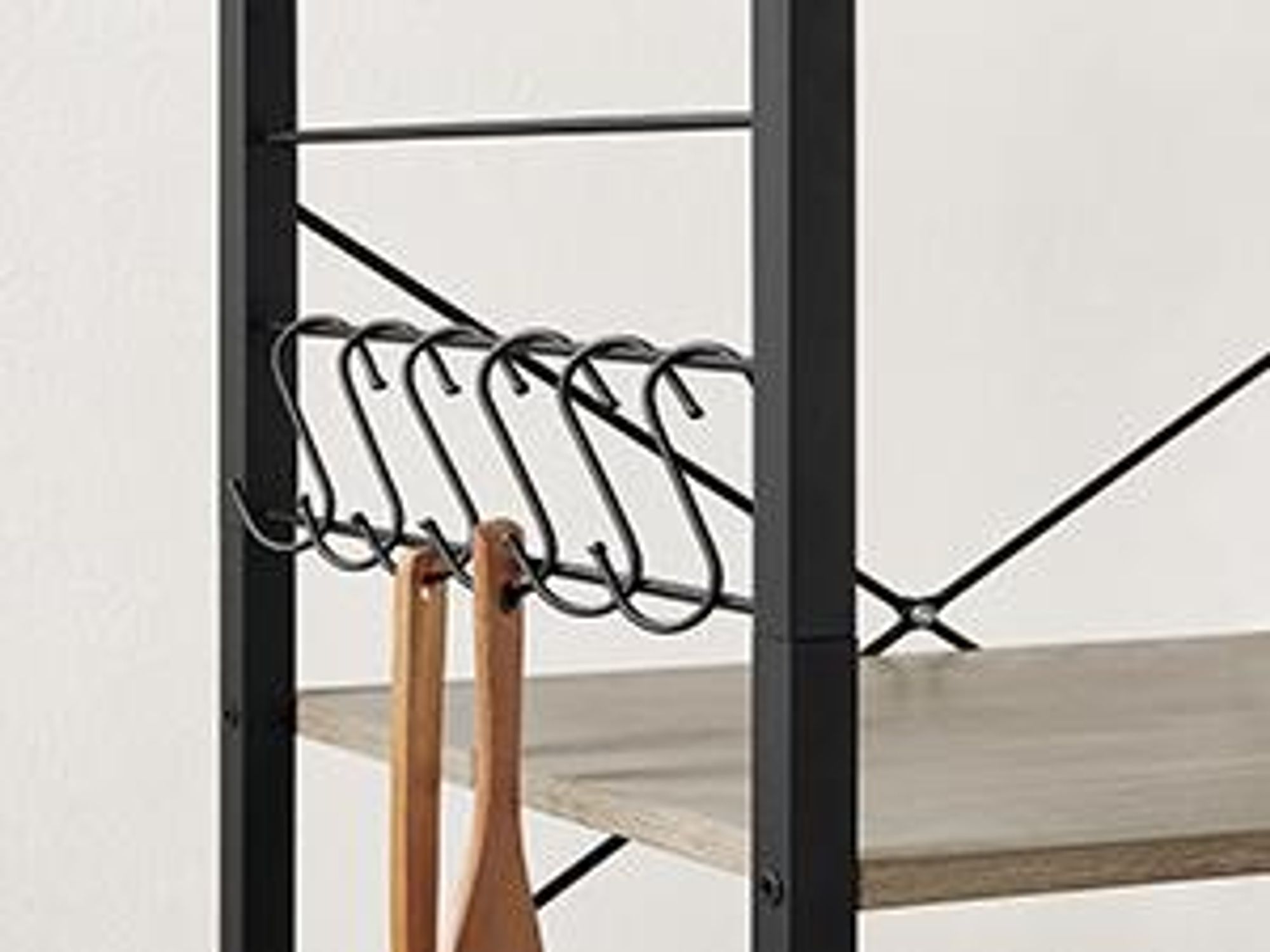 VASAGLE Küchenwagen mit 3 Ebenen, 6 Haken, 40 x 60 x 89 cm, Greige