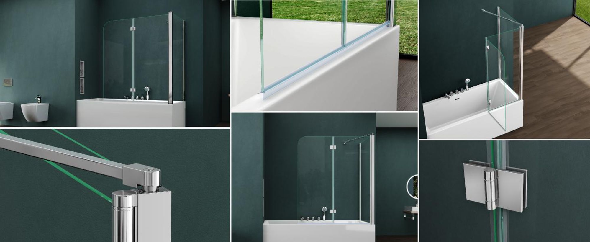 Mai & Mai Duschwand für Badewanne Badewannenfaltwand 6mm Sicherheitsglas mit NANO-Versiegelung Duschabtrennung Badewannen BTH: 75x120x140cm