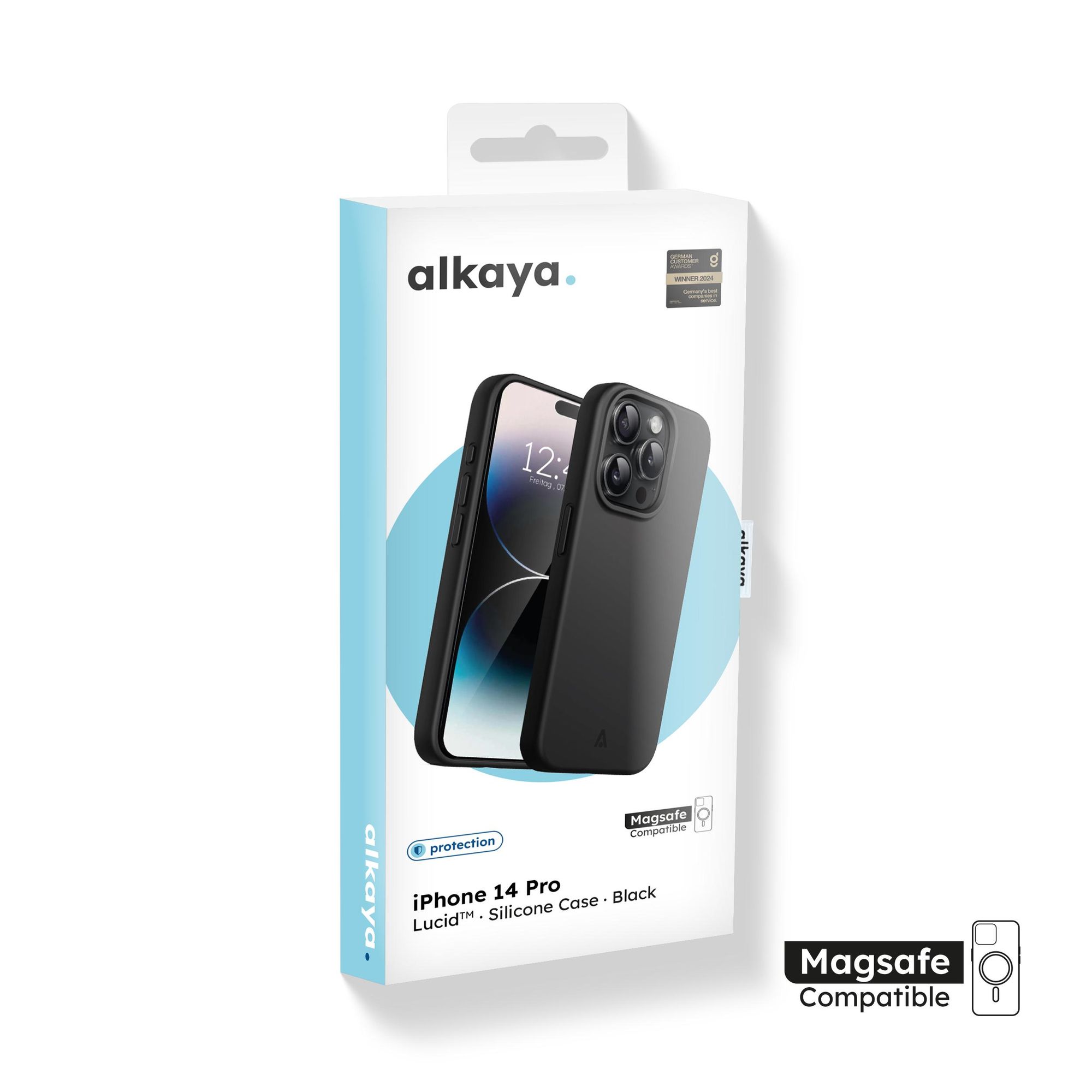alkaya. iPhone 14 Pro Schutzhülle kompatibel mit Magsafe, Handyhülle, Silikonhülle - Schwarz