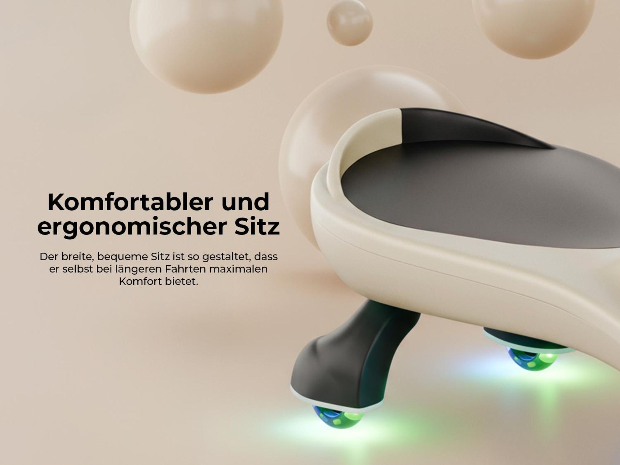 Rutschauto für Kinder Tulano Focus 35 Beige - Gravity Ride-On Fahrzeug mit LED-Lichtern für Kinder ab 3 Jahren - Auto Swing Car Rutscher