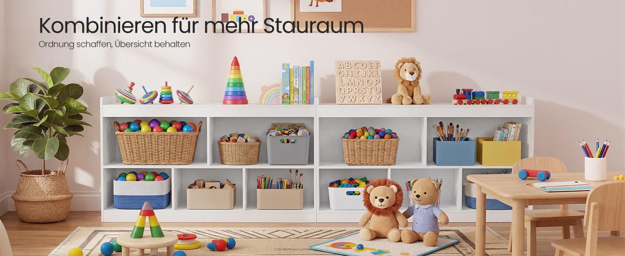 SONGMICS Kinderregal, Spielzeug Aufbewahrung, Spielzeugregal, Bücherregal Kinder, Montessori Regal, 5 offene Fächer, Kinderzimmer Wohnzimmer