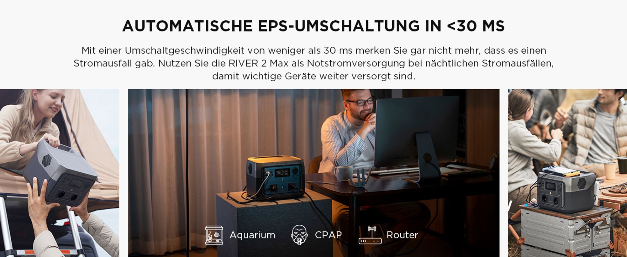 EF ECOFLOW Tragbare Powerstation RIVER 2 MAX, 512Wh Solargenerator(Generalüberholt)