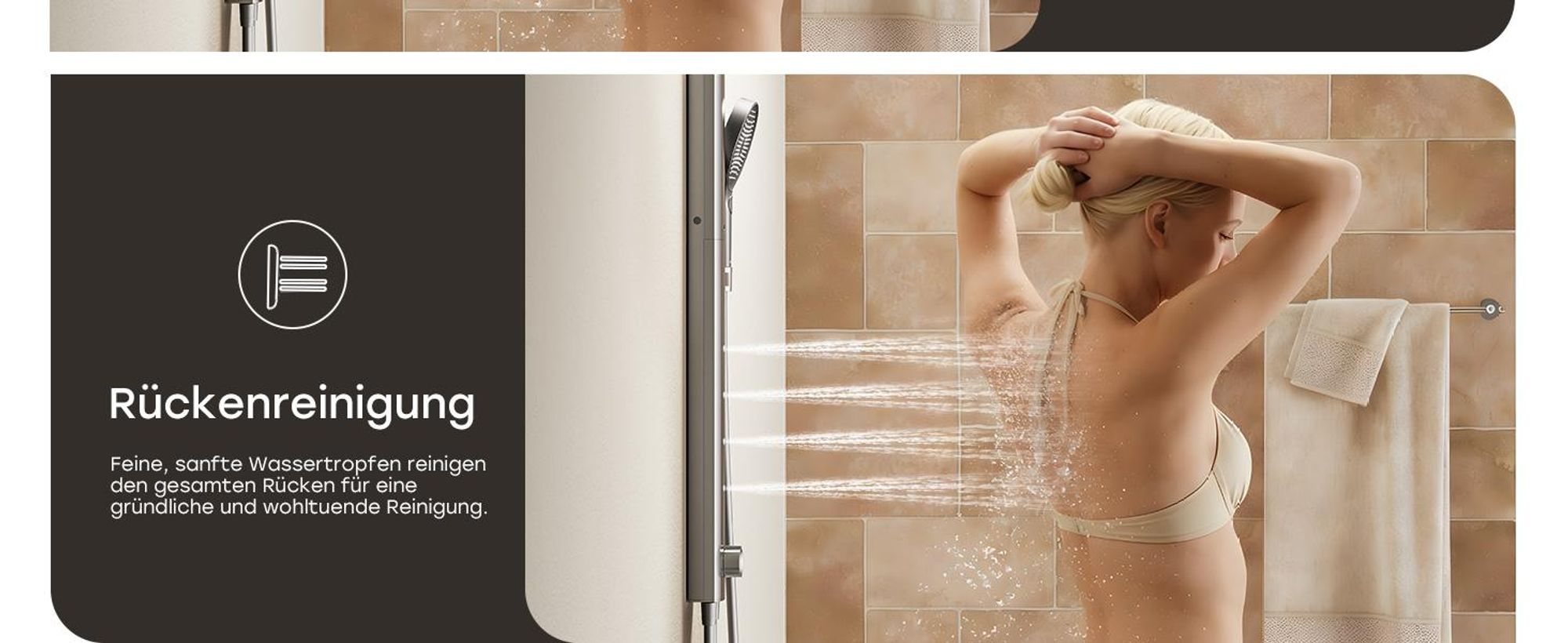 HOROW Regendusche Set Grau, Duschset Duschsystem mit 4 Massage-Modi, Klappbares Duschset, Höhenverstellbar, ohne Armatur, passt auch für Badewannen