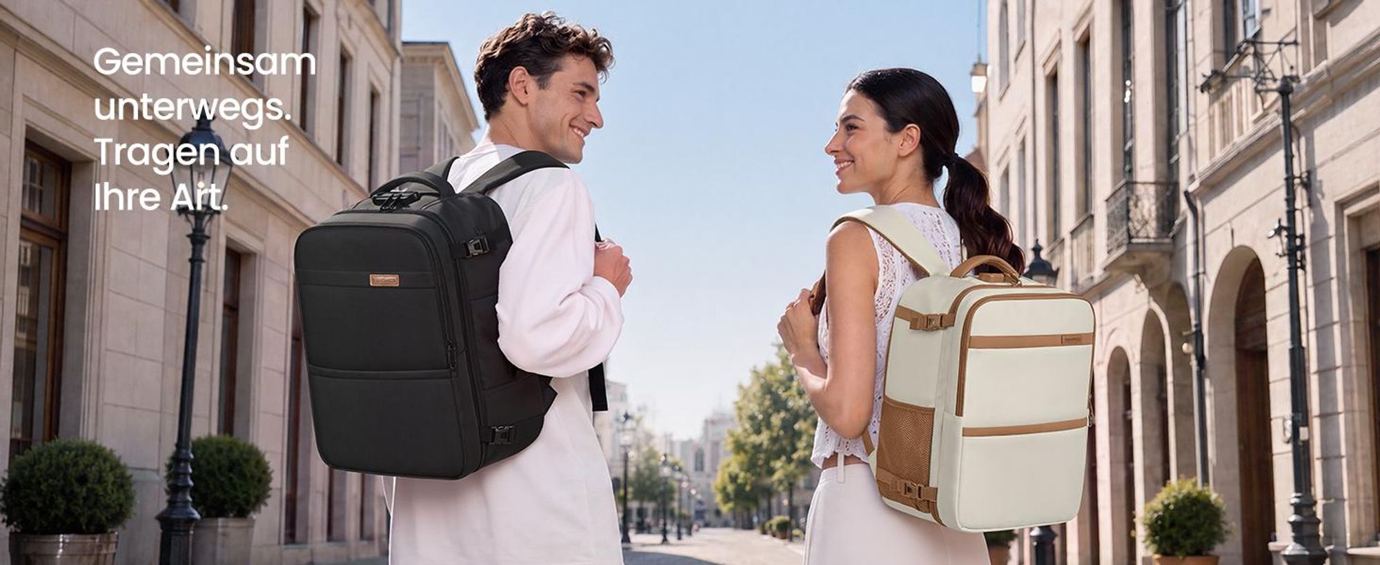 SONGMICS Handgepäck Rucksack für easyJet, Wasserdichter Reiserucksack mit 17,3 Zoll Laptopfach, 24 L, 40 x 30 x 20 cm, Warmweiß