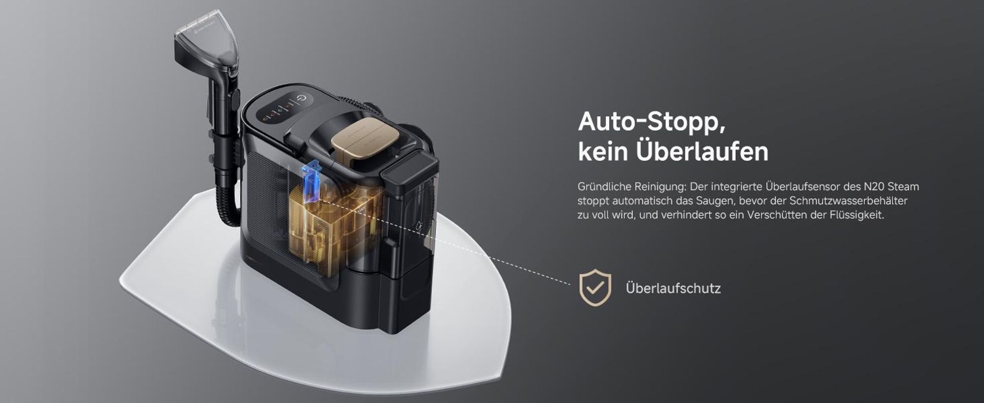 Dreame N20 Tragbarer Nass-und Trockensauger,17kPa Saugkraft,100°C Dampfreinigung,70°C Heißwasserreinigung,20Min Schnelltrocknung,Selbstreinigung