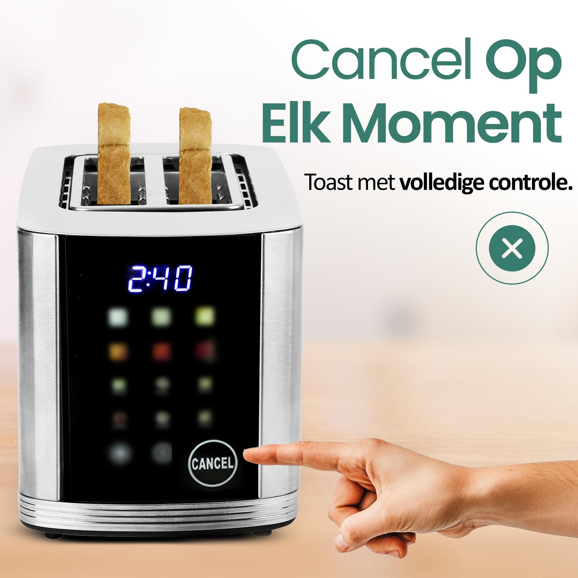 Emerio Broodrooster TO-132888 – Digitaal Display – 2 Sleuven – Ontdooifunctie – Instelbare Thermostaat – Kruimellade – RVS – Zilver