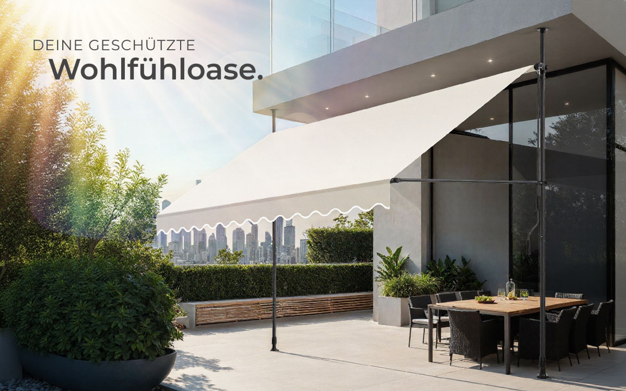 tectake® Klemmmarkise mit Handkurbel einfache Montage