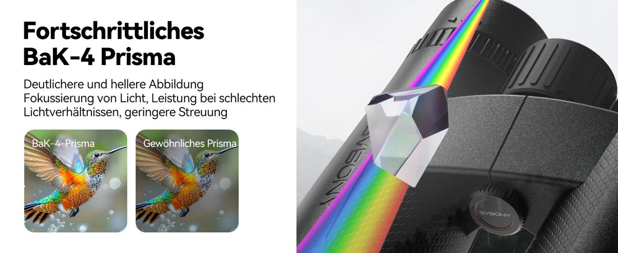 Svbony SV202 Upgraded 8x32 ED Fernglas, BAK4 Prisma FMC Objektiv, IPX7, Phasenkorrektur, Dielektrische Prismenbeschichtung, für Vogelbeobachtung