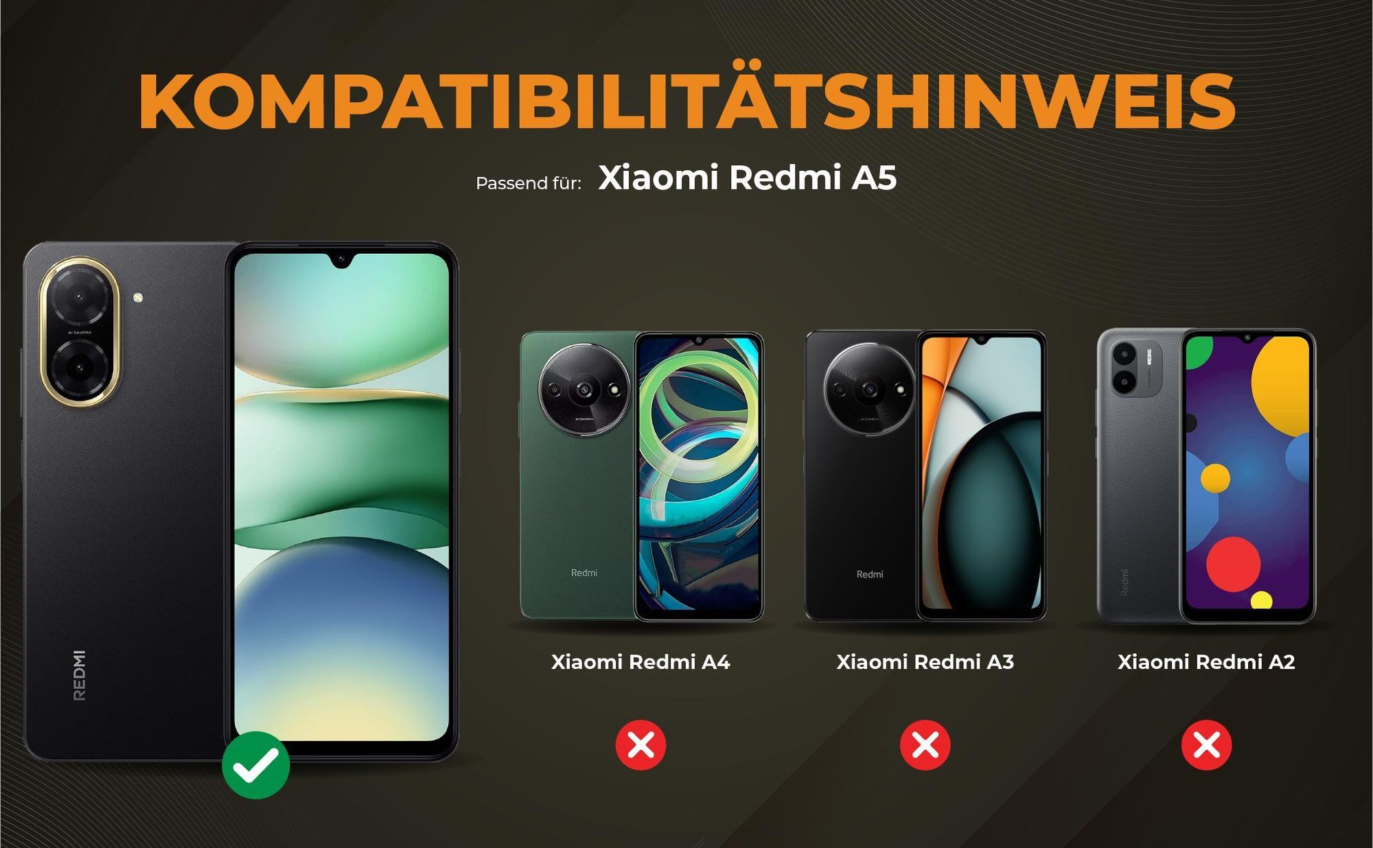 Kompatibilitätshinweise Hülle für Xiaomi Redmi A5