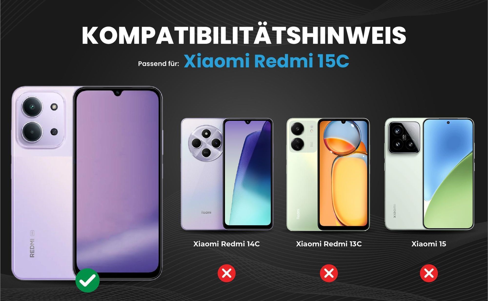 Kompatibilitätshinweise Hülle für Xiaomi Redmi 15C
