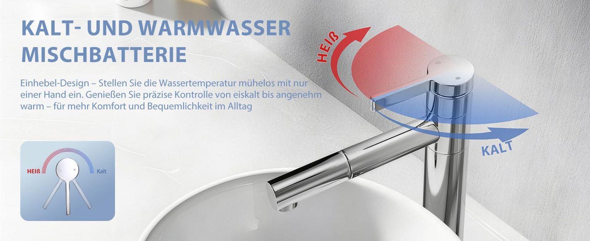 Homelody 2*Wasserhahn Bad hoch 360° drehbar Waschtischarmatur Mischbatterie Badarmatur für Bad, Waschbecken Armatur Chrom