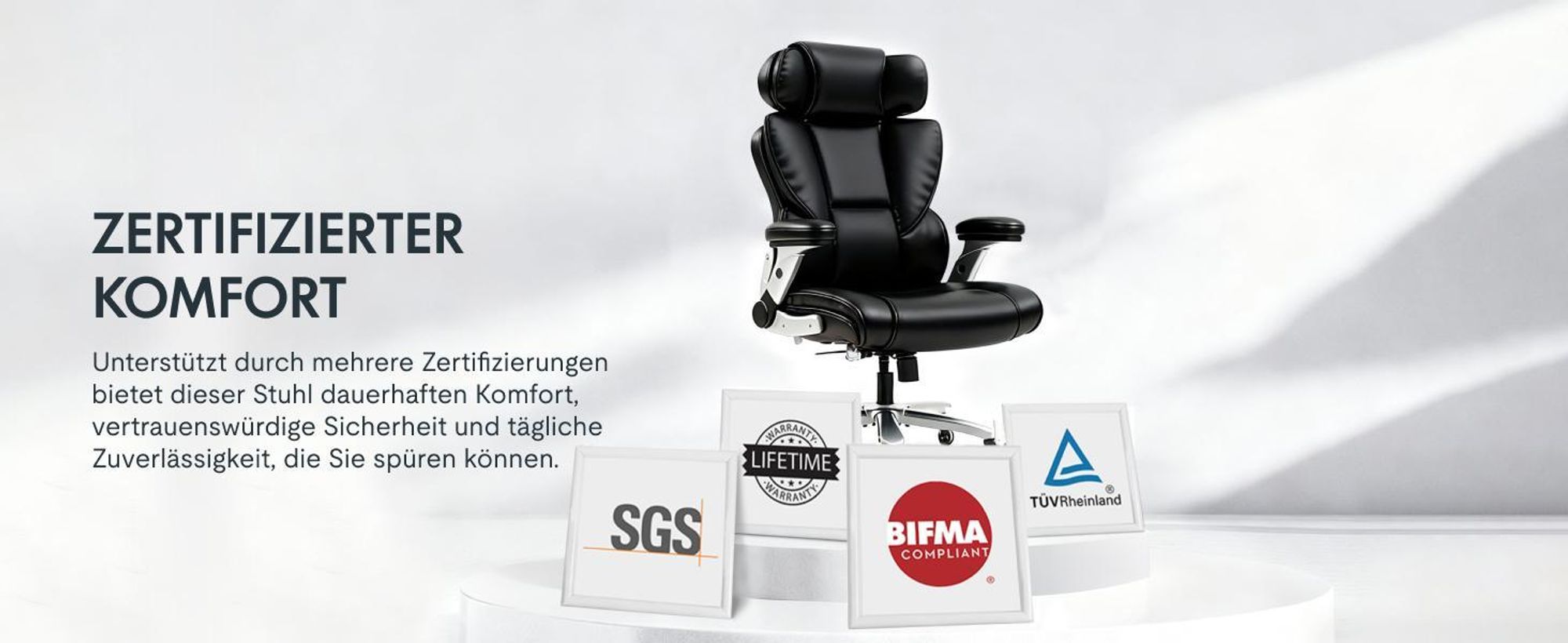 FLEXISPOT OS4 Ergonomischer XXL Bürostuhl bis 300 kg, Chefsessel mit dynamischer Lendenwirbelstütze, 63,5cm breitem Sitz und Gummirollen, Braun