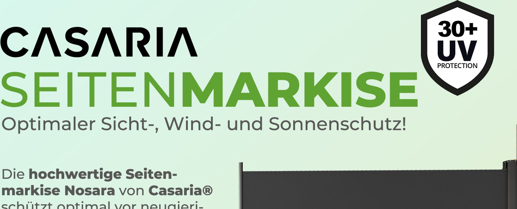 CASARIA® Seitenmarkise Nosara 160x300cm Ausziehbar Blickdicht Sonnenschutz Markise Balkon Terrasse Garten Seitenrollo Sichtschutz Windschutz Anthrazit