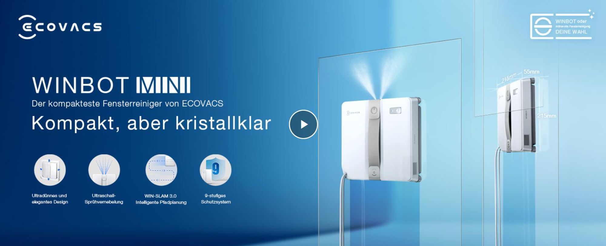 ECOVACS WINBOT Mini Fensterputzroboter Grau