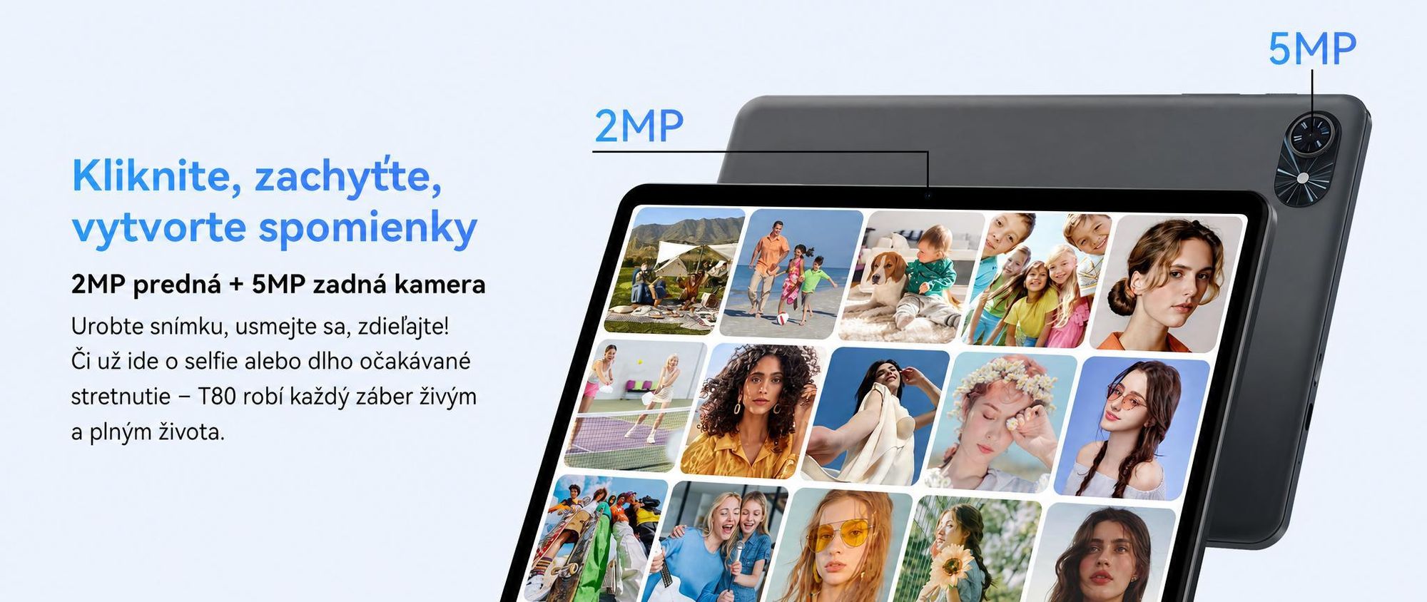 TABWEE T80 Tablet 10 palcov, Android 15, 64GB ROM, 1280 x 800 pixelov, 6000mAh batéria, 5MP kamera, 5G WiFi, Bluetooth, Gemini AI Tablet