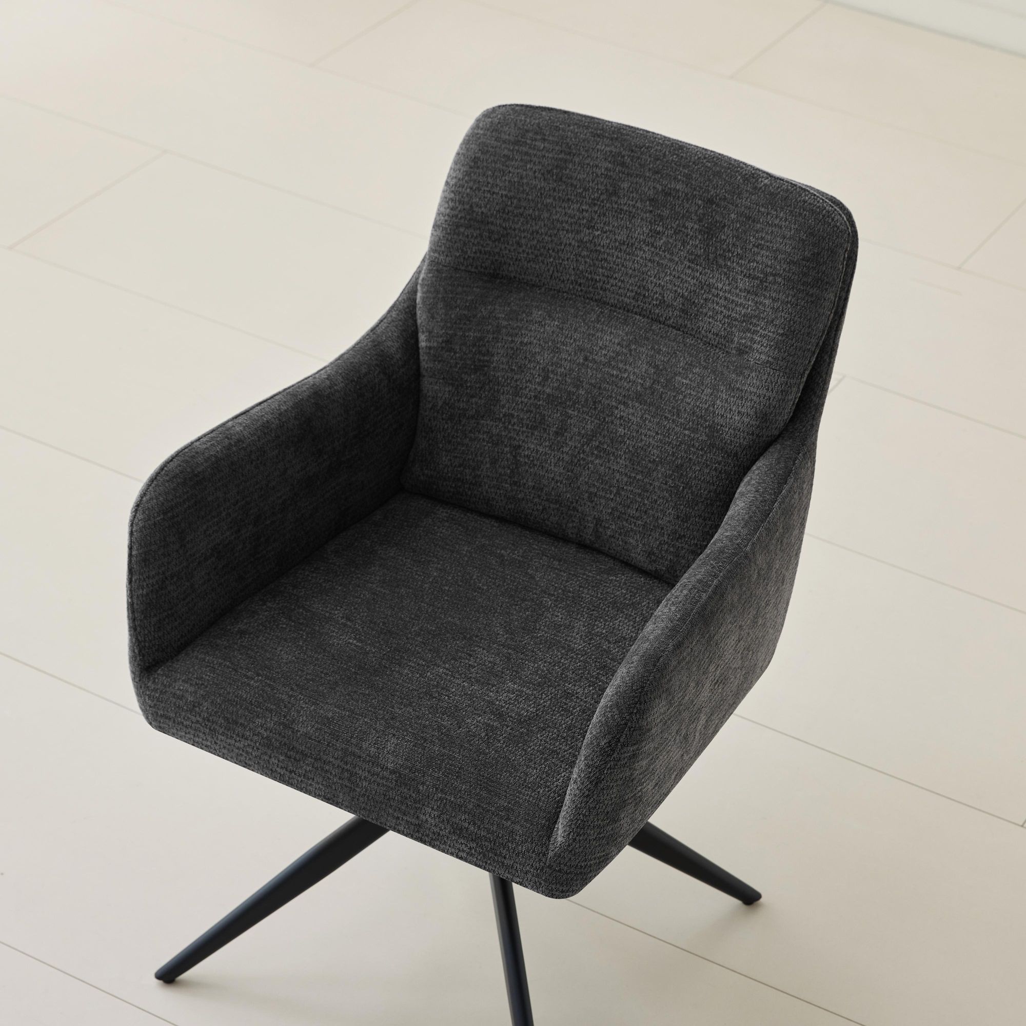 Deuline Esszimmerstühle 4er Set  360° drehbar mit Armlehne, Polsterstuhl Chenille, Drehstuhl Esszimmer, Küchenstuhl für Esszimmer, Küche, Grau 521262