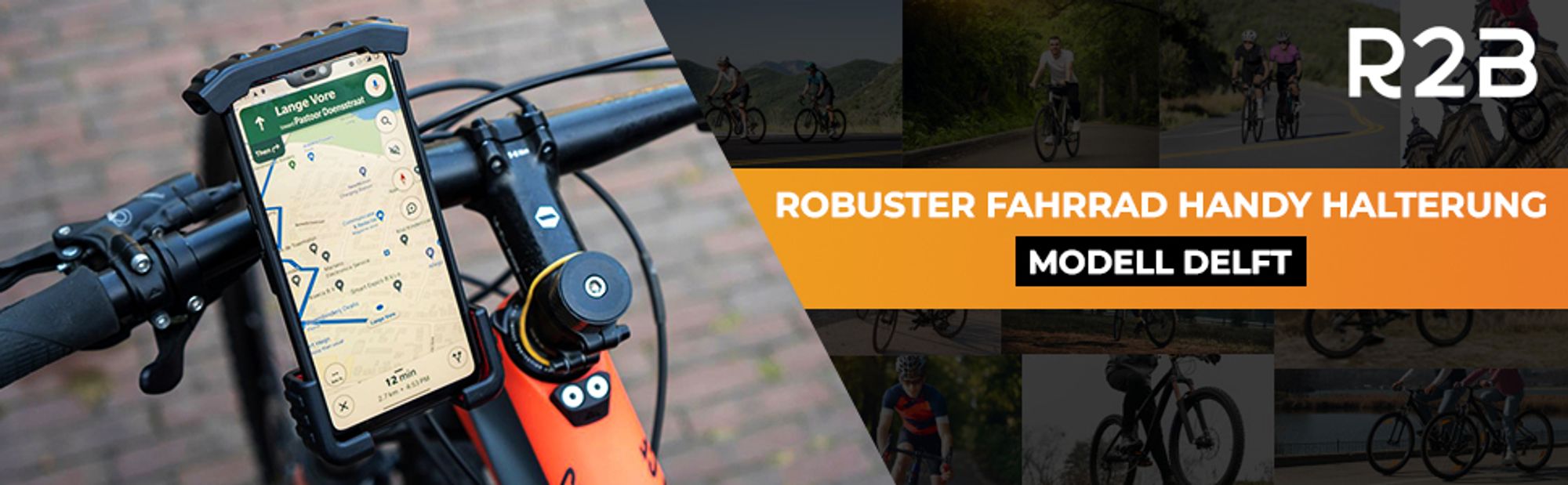 R2B Handy Halterung Fahrrad - Universal fahrrad Handyhalterung, mit Safety Lock, Handyhalter fahrrad für Mountainbikes, Motorräder und Motorroller