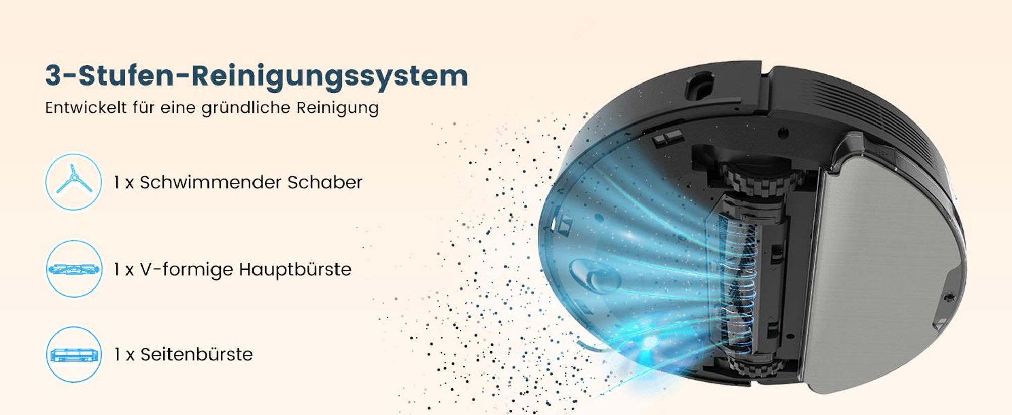 AIRROBO Saugroboter mit Absaugstation und Wischfunktion T20 Plus, Lasernavigation, 5500Pa Saugkraft, 3 in1 Staubsauger Roboter