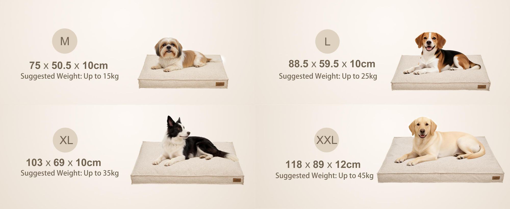 WISFOR Hundebett Hundesofa Hundecouch Hundekissen Rutschfest, waschbar Bezug abnehmbar M: 75 x 50,5 x 10cm, Khaki