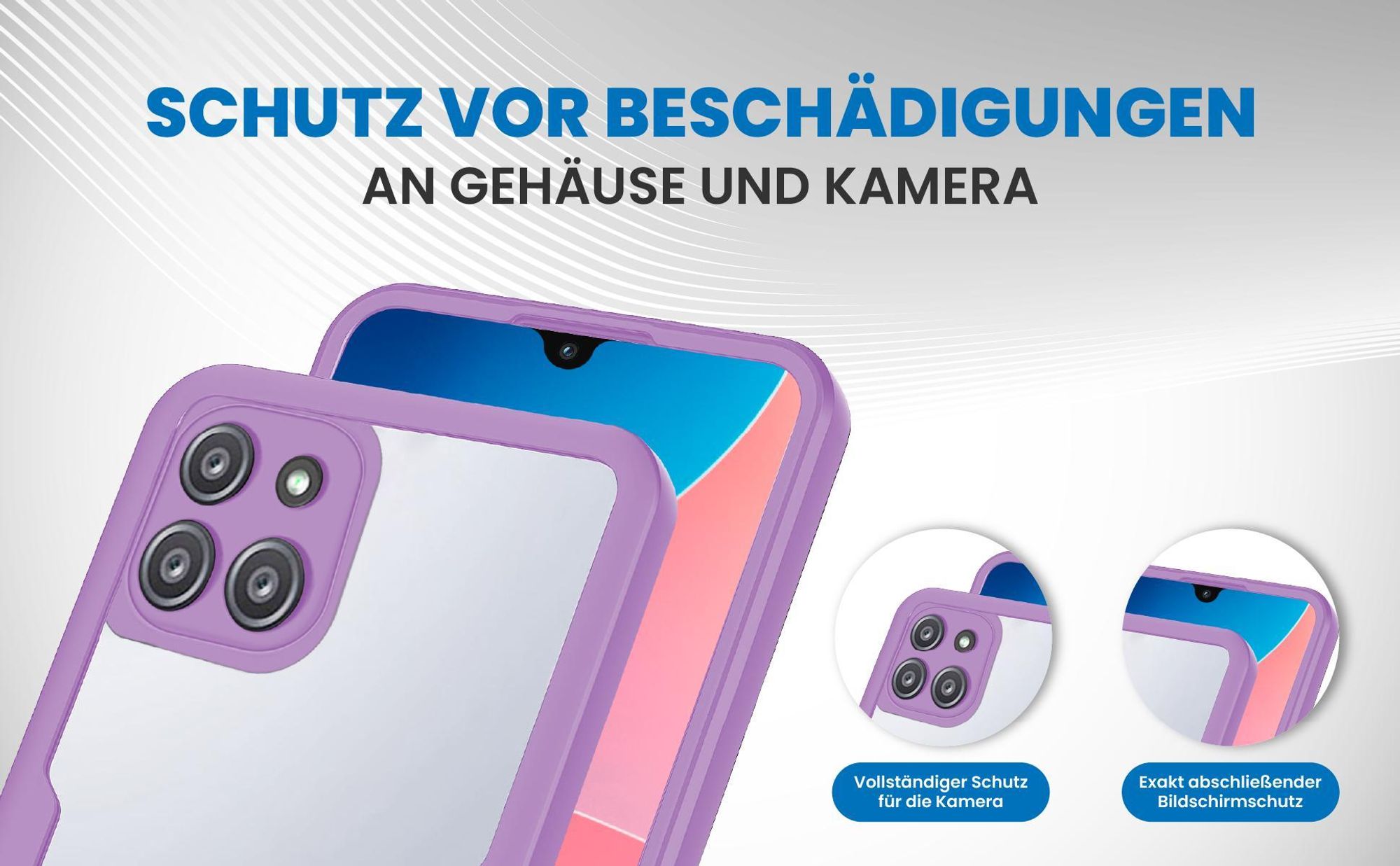 Violette 360 Grad Handyhülle für Samsung Galaxy A22 5G Front und Backcover