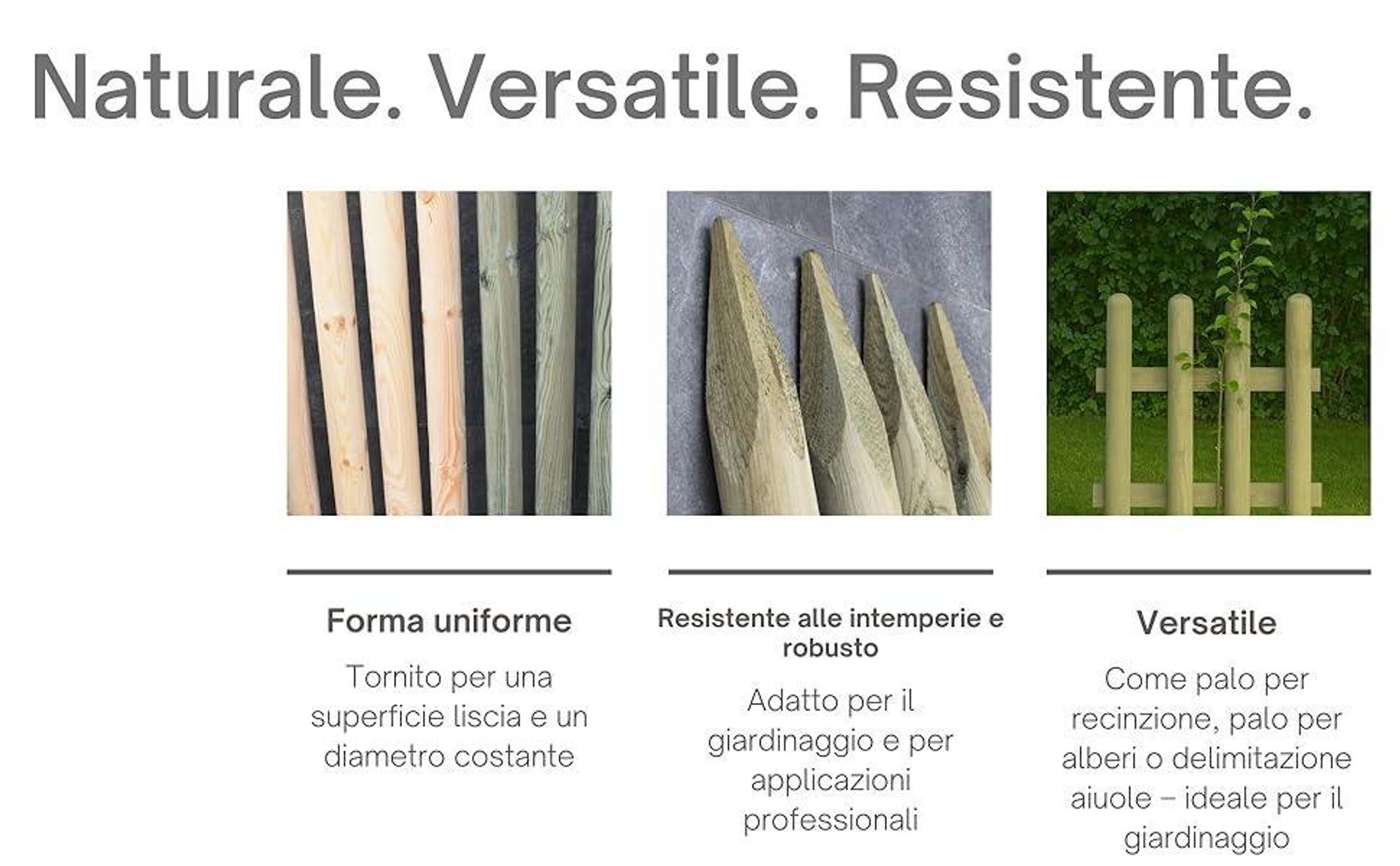 TIMBERMIK ø 8cm 4-Pack Paletti di Legno a Punta Lunghezza: 80 cm Recinzione Tondo Staccionata Pino Torniti Giardino Impregnato Verde oliva