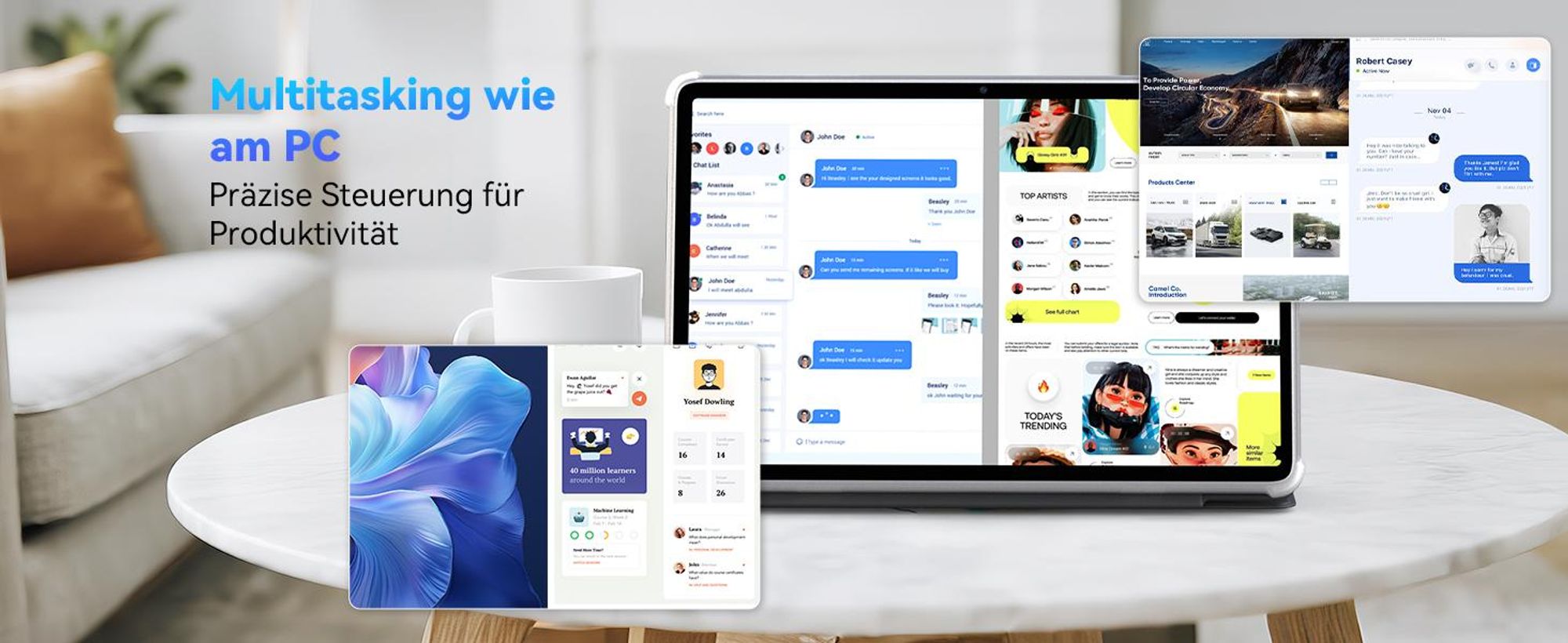 VekfulPC 10 Zoll Set Tablet, 24(8+16)GB RAM+256GB ROM (2TB TF), Android 16/5000mAh/Widevine L1/5G WiFi/Face ID, Grau