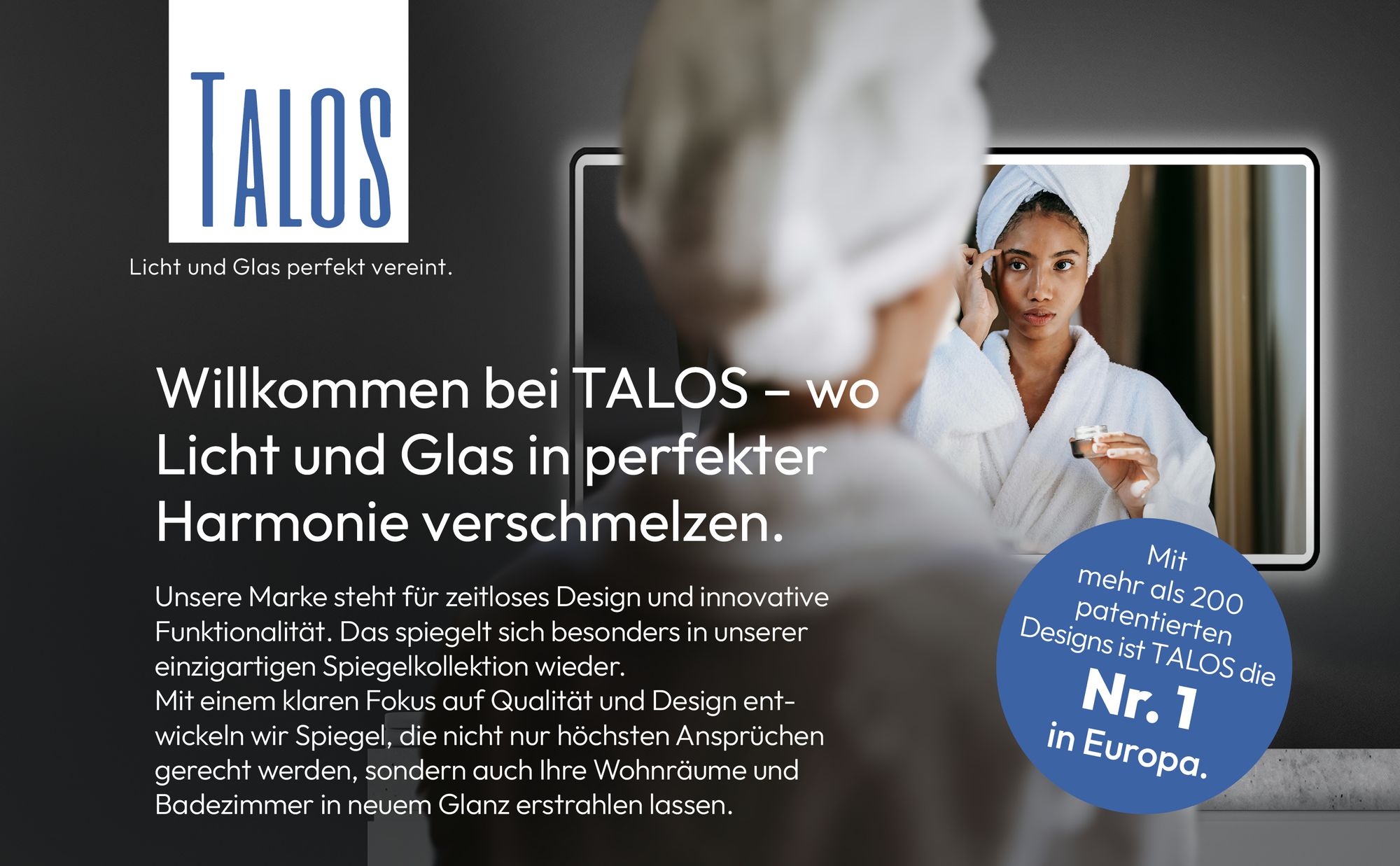 LED Badspiegel TALOS black Moon 120x70 cm - Badezimmerspiegel mit Beleuchtung - feuchtwassergeeignet durch Aluminiumrahmen - Licht-Farbe Neutralweiß
