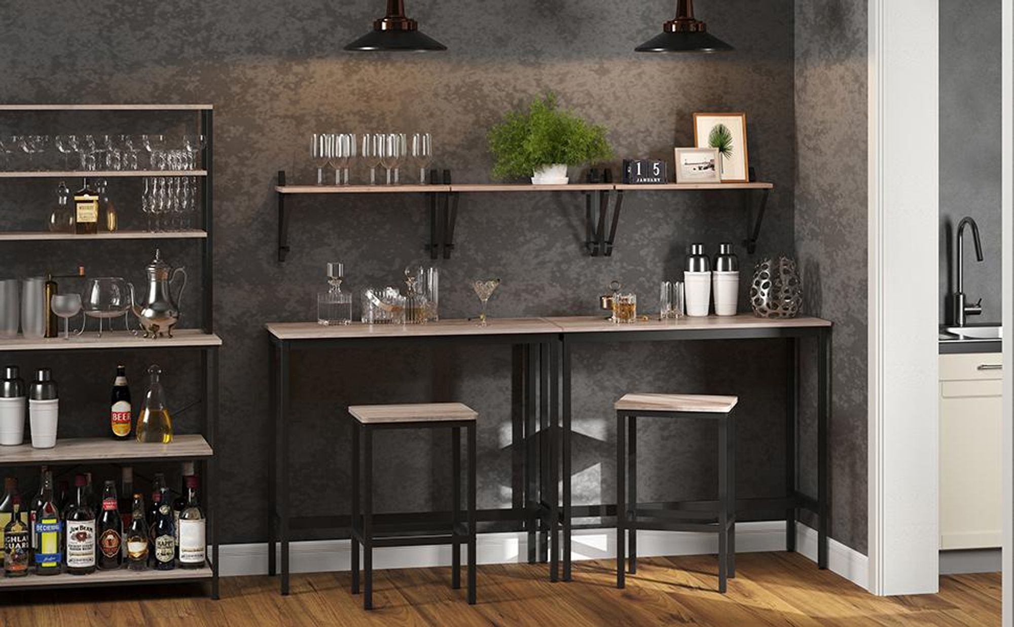 VASAGLE Bartisch Küchentisch Bistrotisch, Stehtisch, 100x40x90cm/120x40x100 cm,10+12X