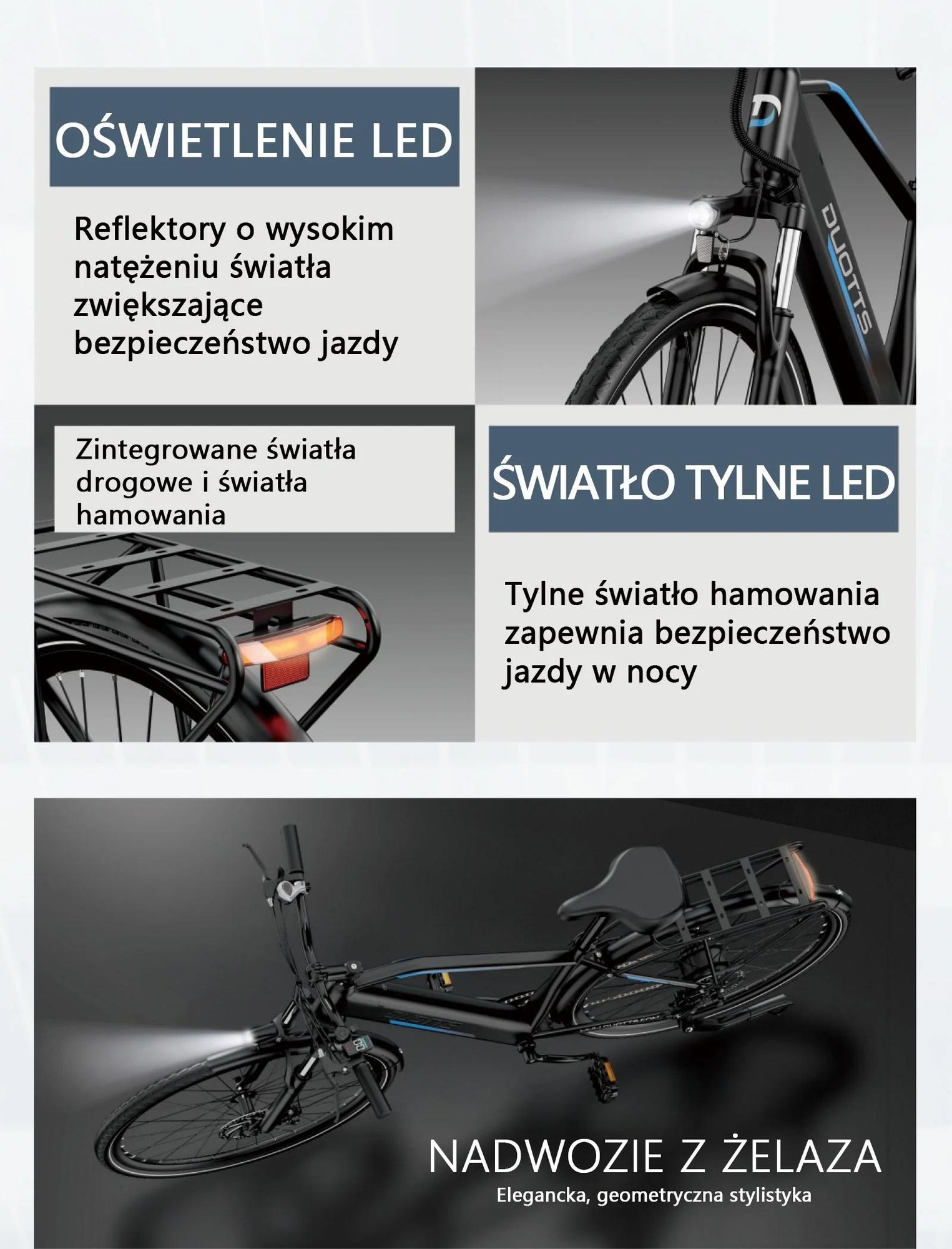 Rower Elektryczny Duotts C29 Lite - Silnik 250W Akumulator 36V13AH Opony 27.5" Hamulec Tarczowy - Niebiesko Czarny