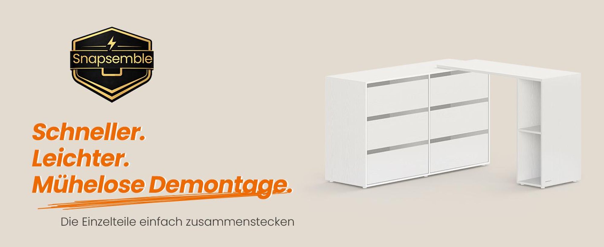 SONGMICS HOME Kommode, Schrank, Schminktisch mit Regal, Toolless-Technologie