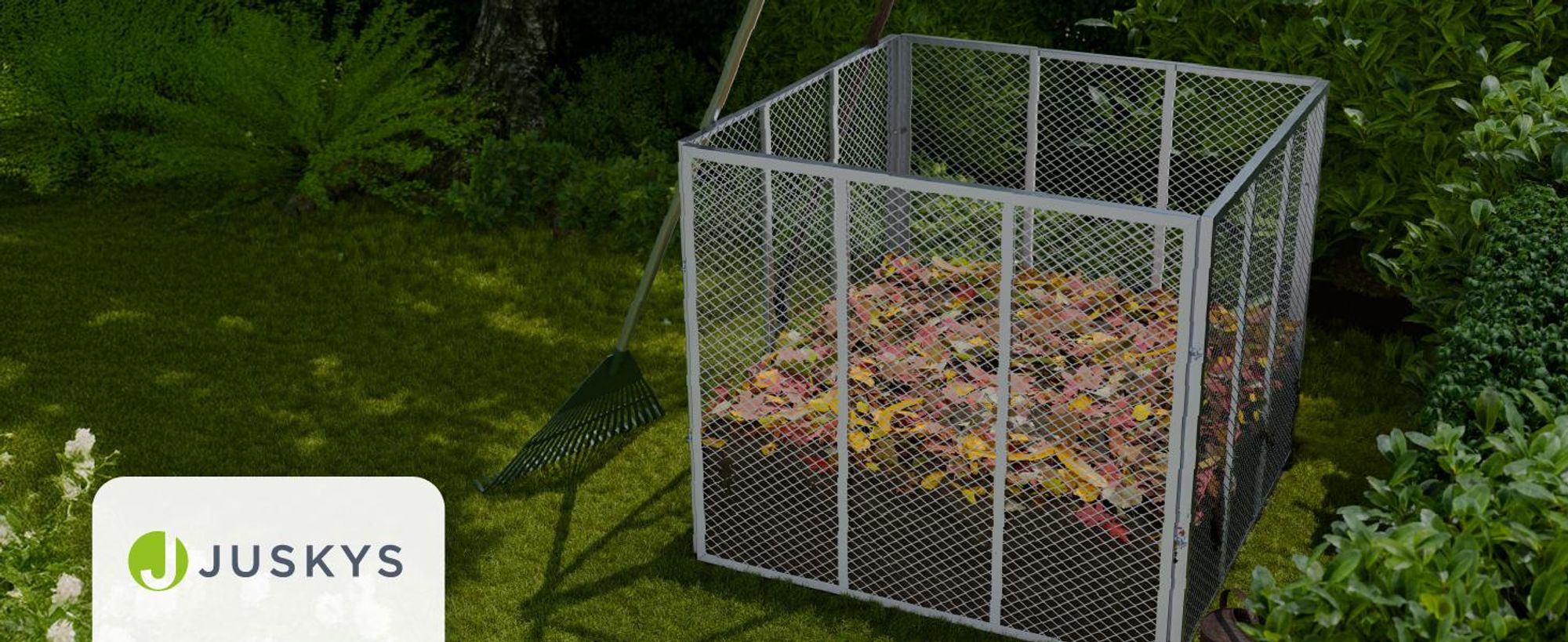 Juskys Metall Komposter 800 L, stabil, wetterfest & kompaktes Stecksystem – Silber