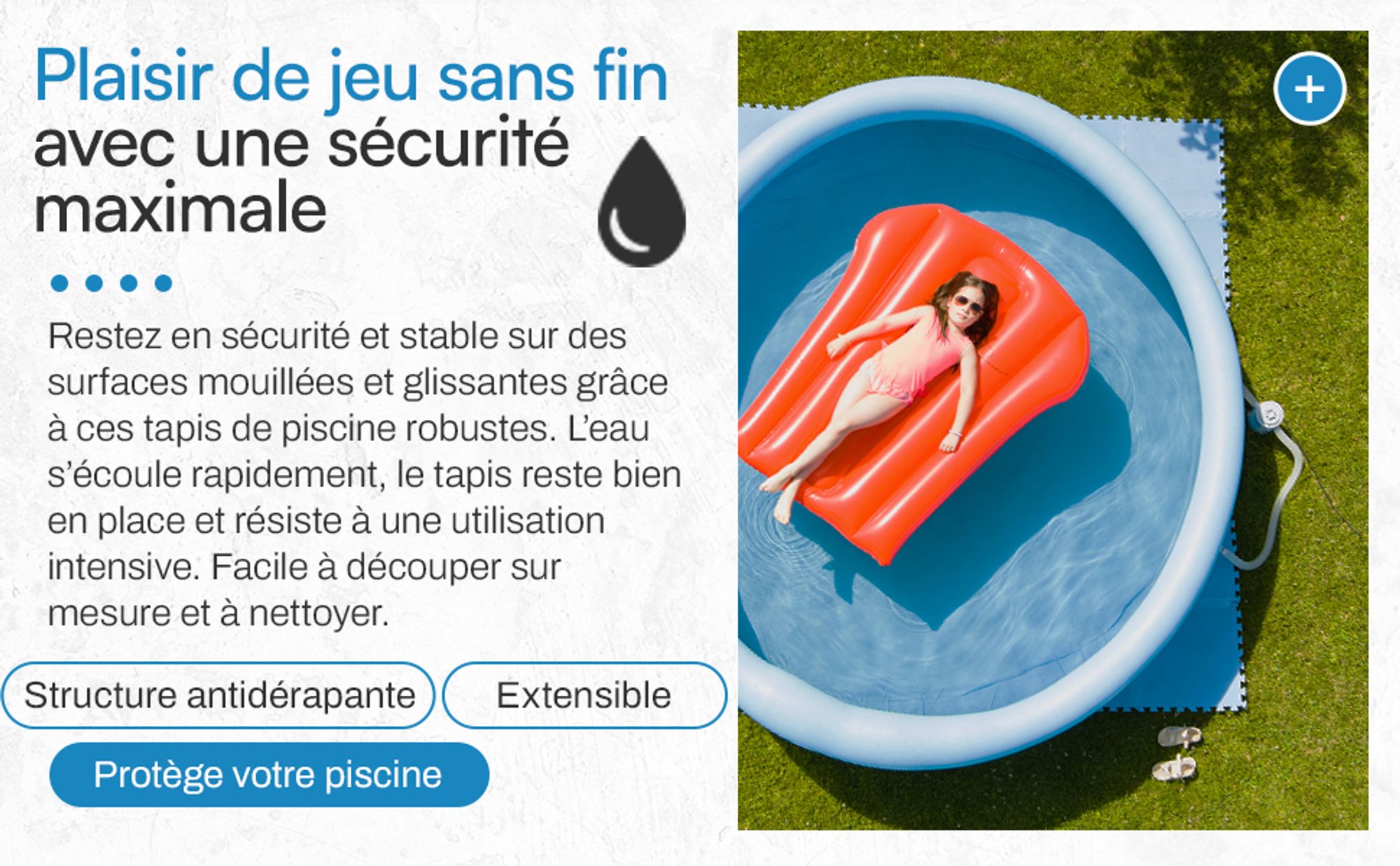 Meisterhome - Lot de 72 tapis de protection pour piscine - Tapis de sol pour piscine - 40 x 40 x 1 cm - Spas et pataugeoires – Bleu