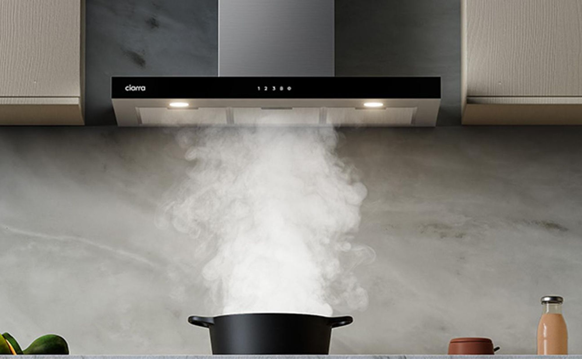 CIARRA A+++ 650 m³/h Hotte d'aspiration murale 90cm WIFI +APP & Touch Control Boost VMS9102