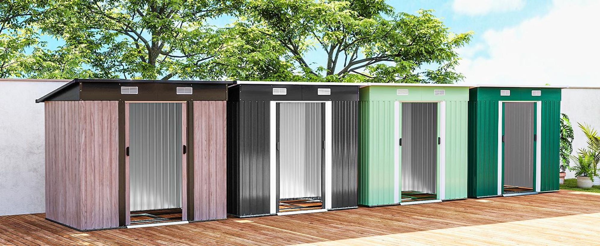 Outsunny Gerätehaus Metall 2,3 m² 207 x 130 x 182 cm Geräteschuppen mit Pultdach