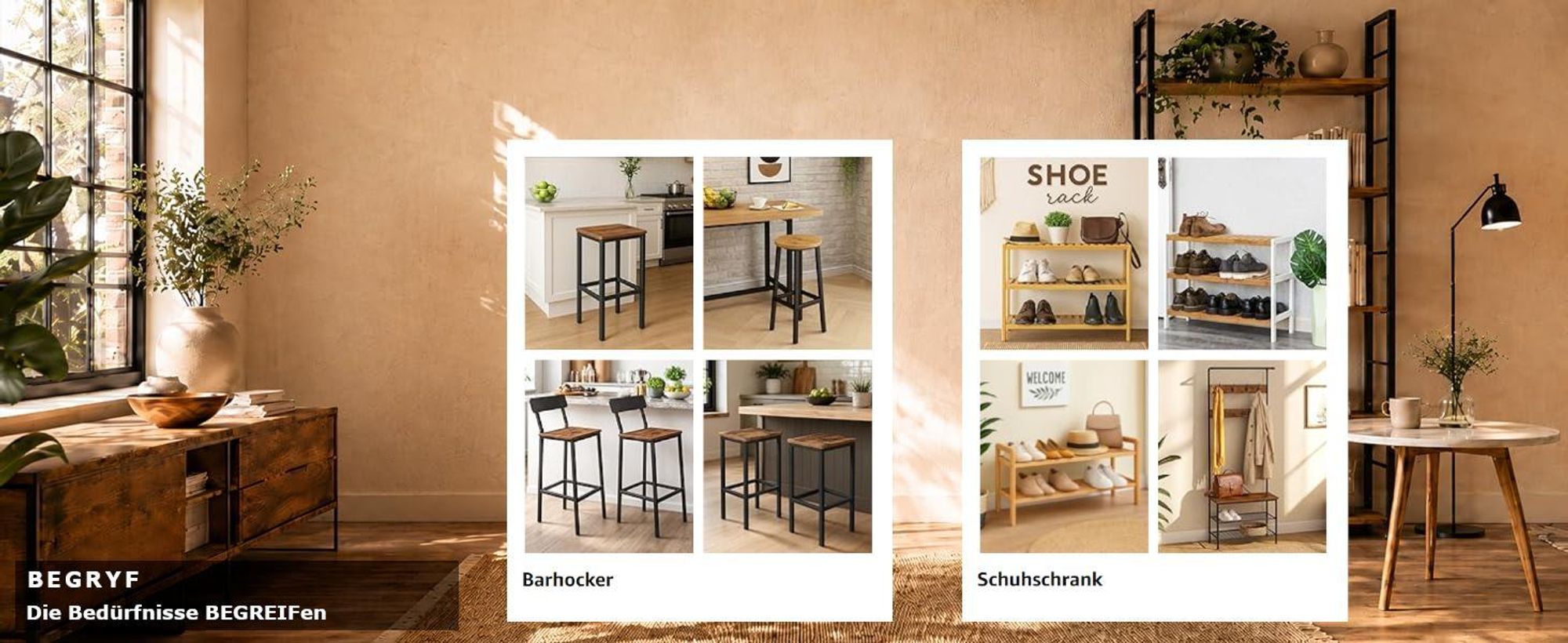 BEGRYF Schuhregal aus Bambus 2 Ebenen 70 cm Schuhbank Flur Holz Regal mit Seitengriffen