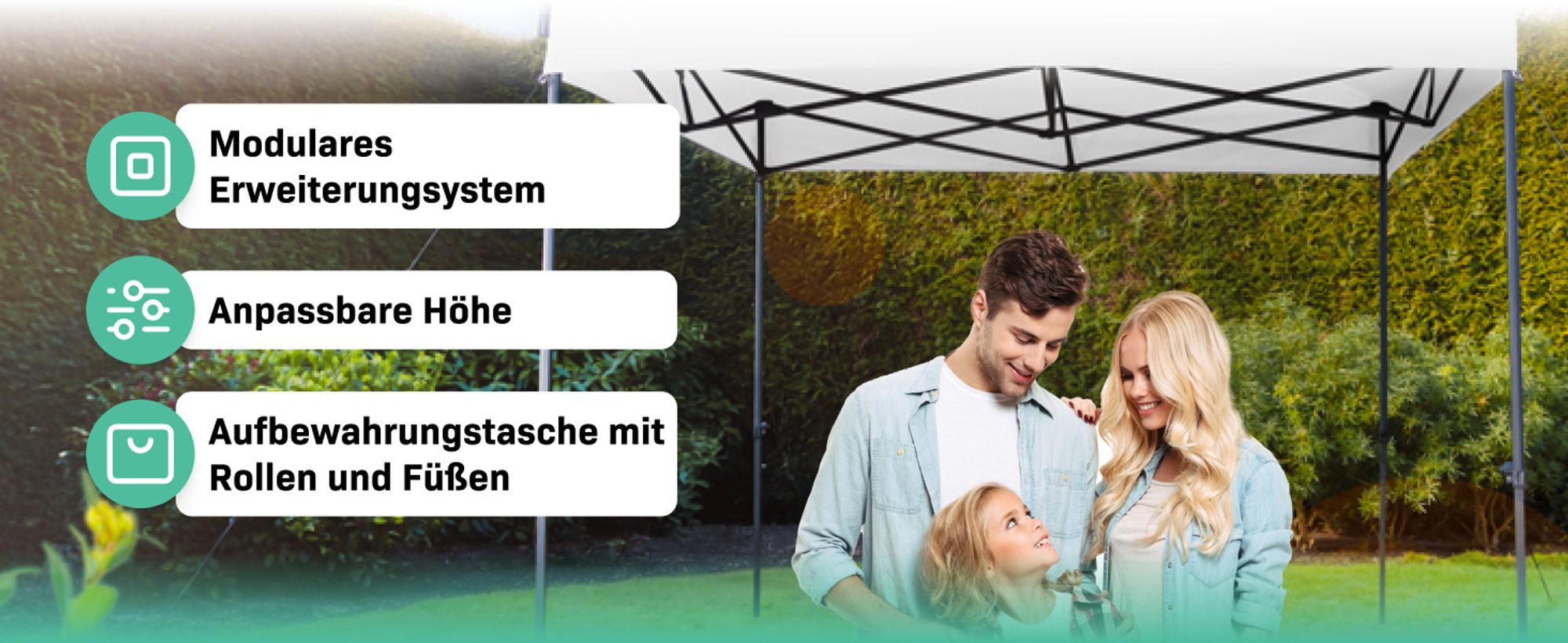 VONROC Pavillon 3x3m wasserdicht stabil - Partyzelt EasyUp System [3Min Aufbau] Popup Faltpavillon modular erweiterbar als Festival Zelt, Gartenpavillon