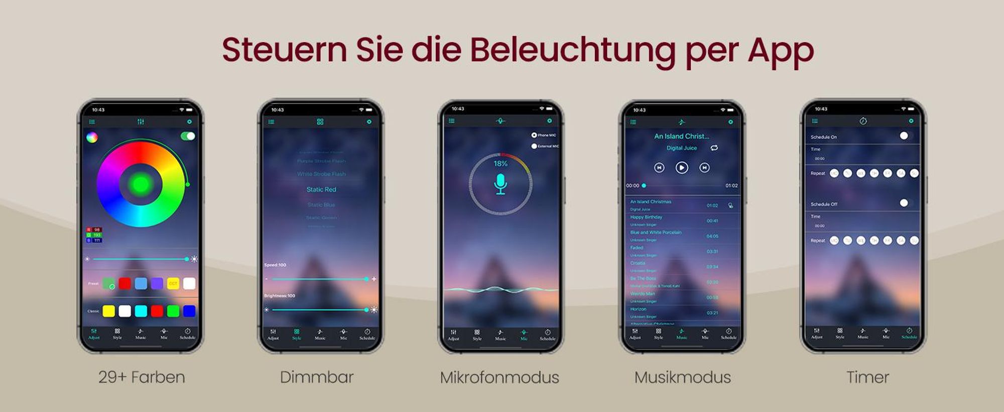 VASAGLE Kommode mit LED-Beleuchtung und Ladestation, 6 Schubladen, modern, Schlafzimmer Wohnzimmer, schwarz