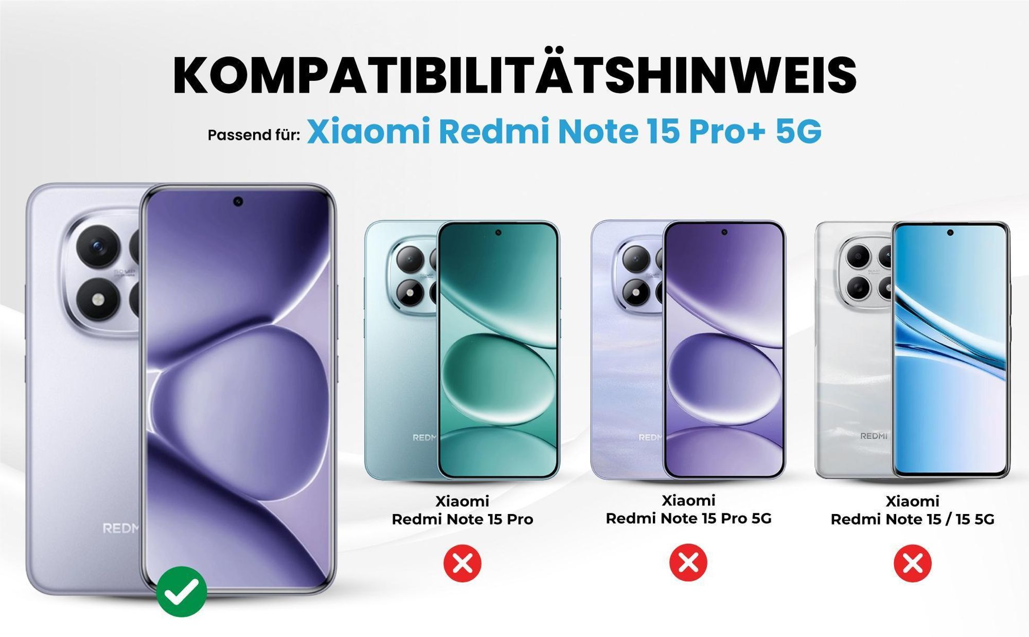 Kompatibilitätshinweise Hülle für Xiaomi Redmi Note 15 Pro+ 5G