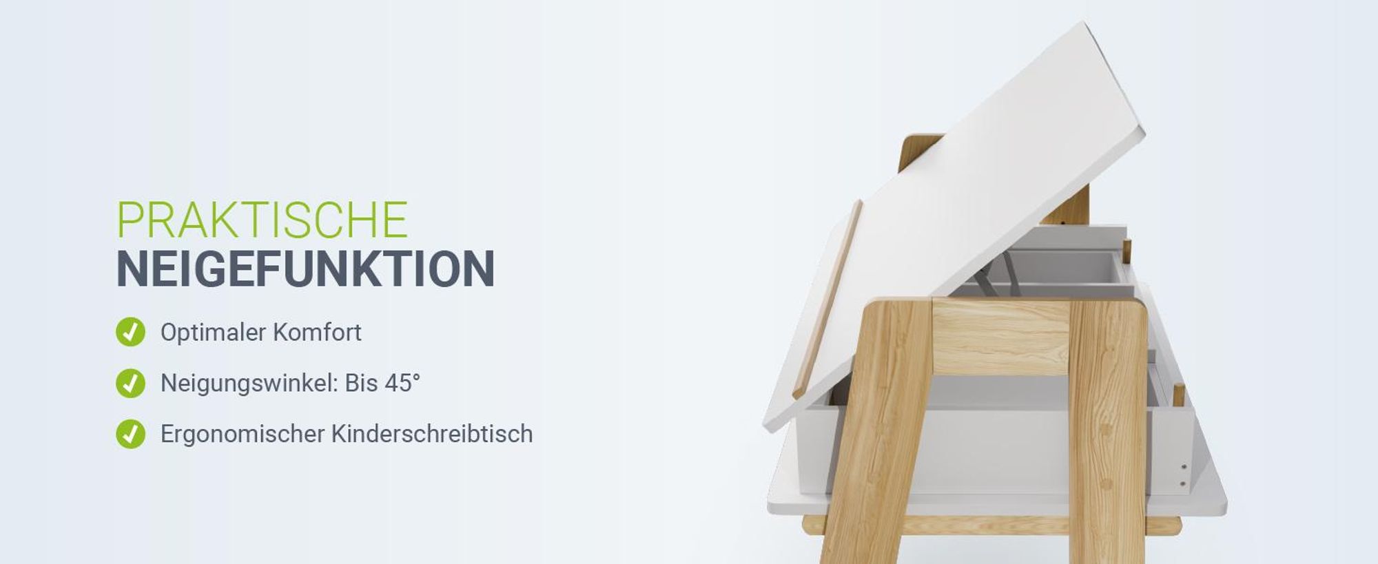 Juskys Kinder Schreibtisch Fietje Plus - Neigungs- & höhenverstellbarer Lerntisch - 2 Schubladen