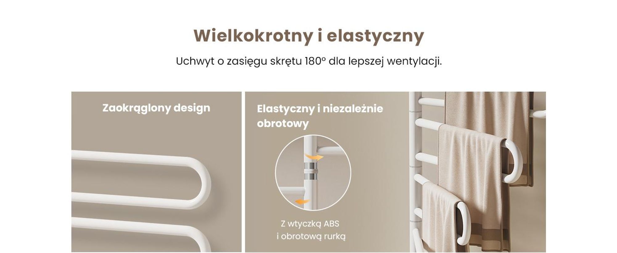 EMKE Podgrzewacz do ręczników Elektryczny 780 x 430 x 90mm 130W obrotowy U-rurka Inteligentny dotykowy LCD Tuya Alexa Grzejnik łazienkowy Biały Grzejnik