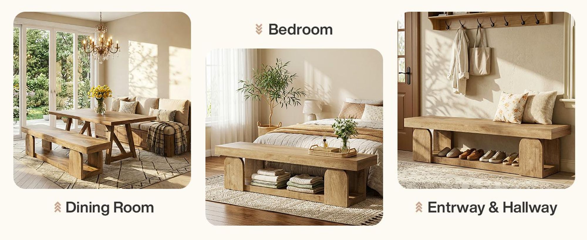 160 cm Sitzbänke mit Ablagefach, hölzerne Sitzbank für Schlafzimmer, Flur, Eingangsbereich, Naturholz