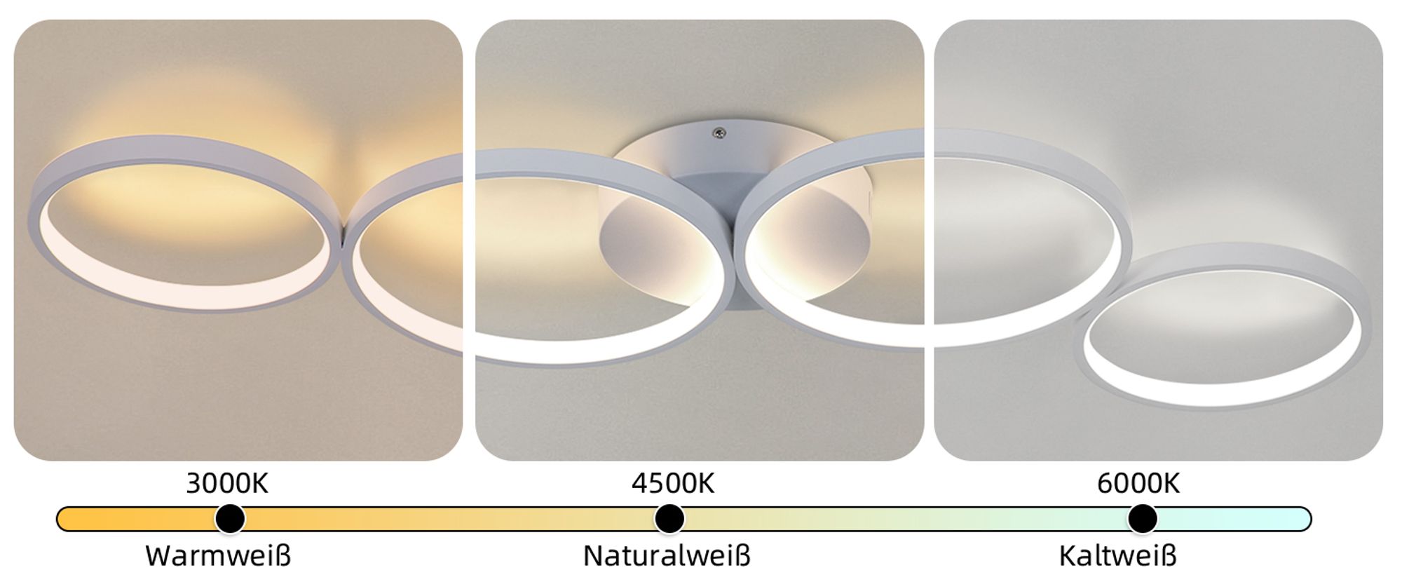 ZMH Deckenlampe LED Deckenleuchte Wohnzimmer Dimmbar Wohnzimmerlampe 100cm 4 Ringen Modern Schlafzimmerlampe 56W Schwarz Deckenbeleuchtung mit Fernbedienung Design für Schlafzimmer Büro Küche