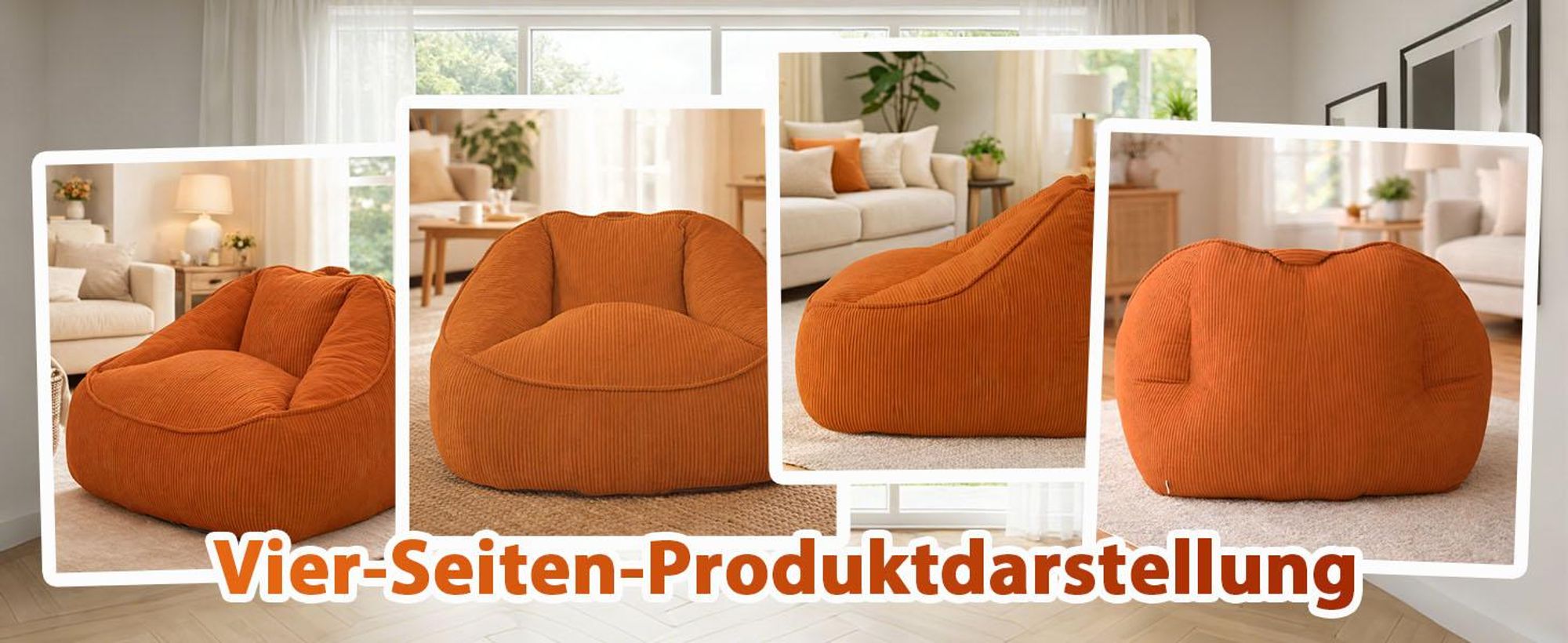 Giant Bean Bag Sitzsack für Erwachsene mit Schaumstofffüllung, rund
