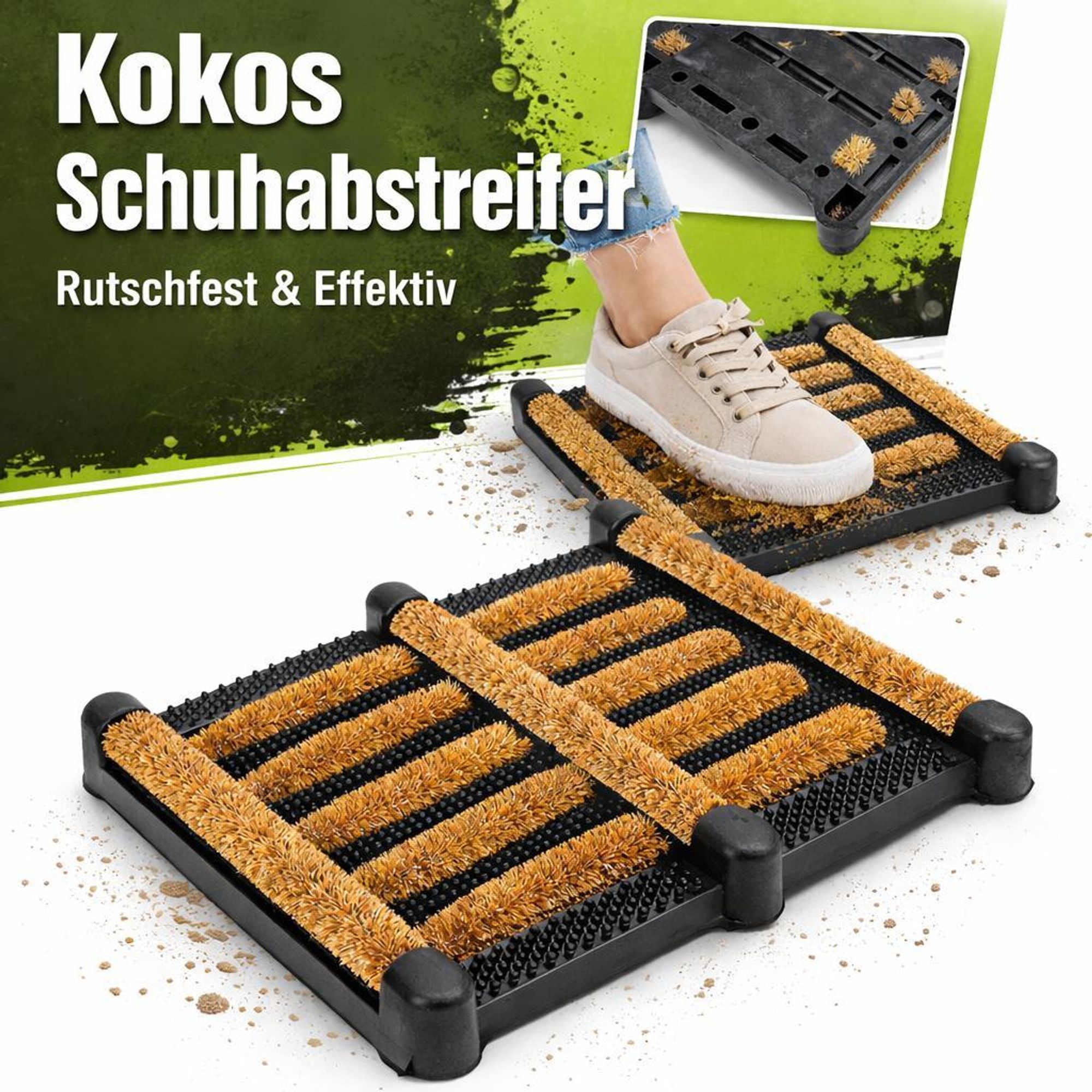 Kokos Schuhabstreifer Schuhputzer Schuhabtreter Schuhreiniger Gummi Fußmatte Abstreifer Indoor/Outdoor