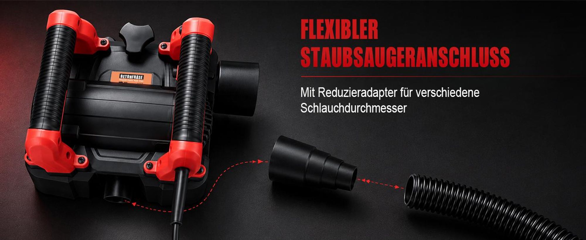 Betonfräse 1600W 4000UPM Putzfräse 1-4mm Hobeltiefe 6-stufig Einstellbar Walzenfräse Sanierungsfräse Mauerfräse Betonschleifer Planfräse Fräsmaschine
