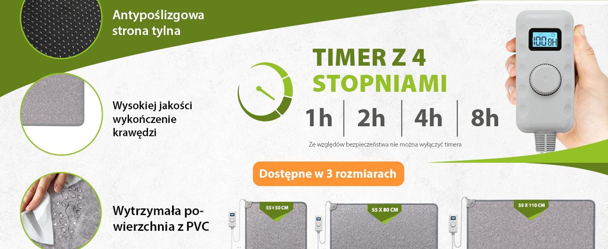 Mata grzewcza PVC, podgrzewana podłoga, mata podłogowa podczerwieni, mata grzewcza do stóp, mata grzewcza do stóp 55x80 cm, podgrzewacze do stóp z włókna węglowego