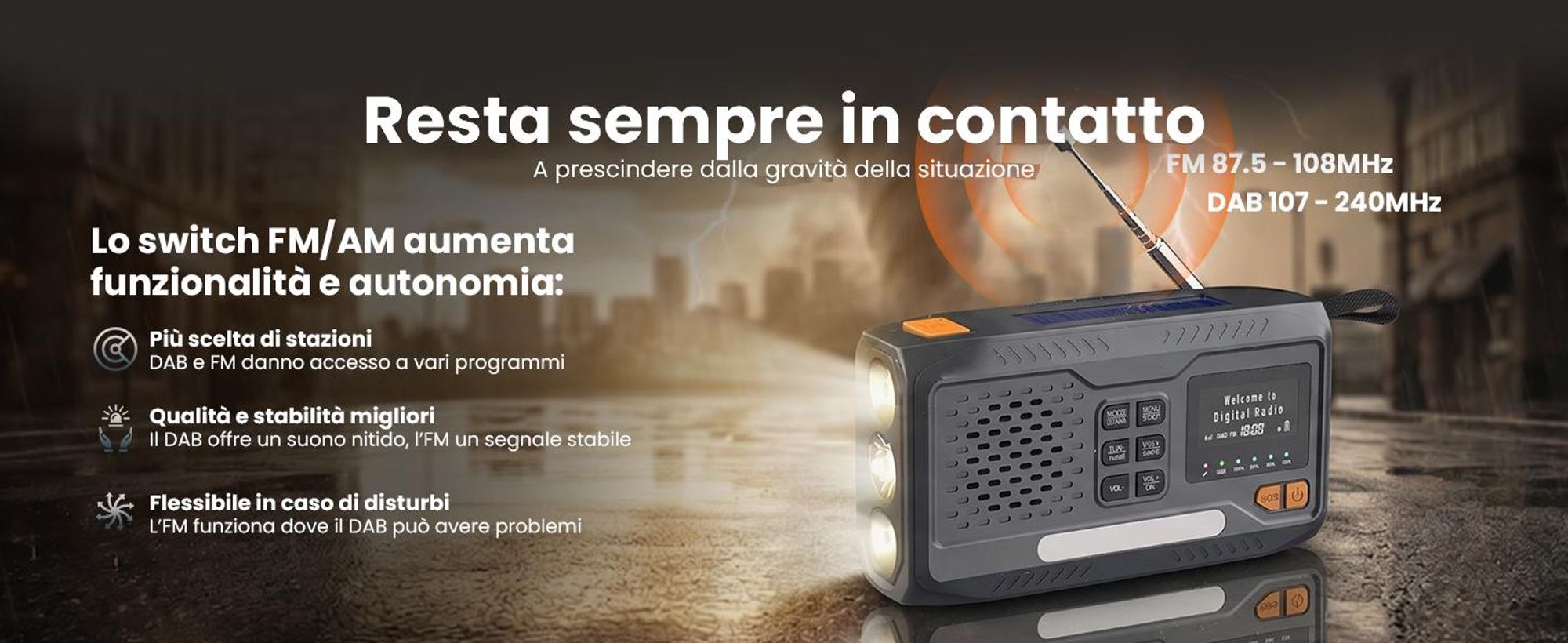 Extralink radio d'emergenza Bluetooth solare a manovella torcia 4000 mAh