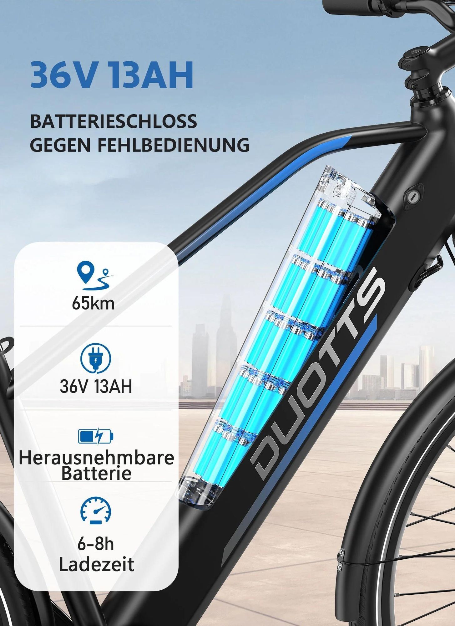 E-Bike Duotts C29 Lite - Motor 250W Batterie 36V13AH 27.5 Zoll Reifen Scheiben Bremsen - Blau Schwarz
