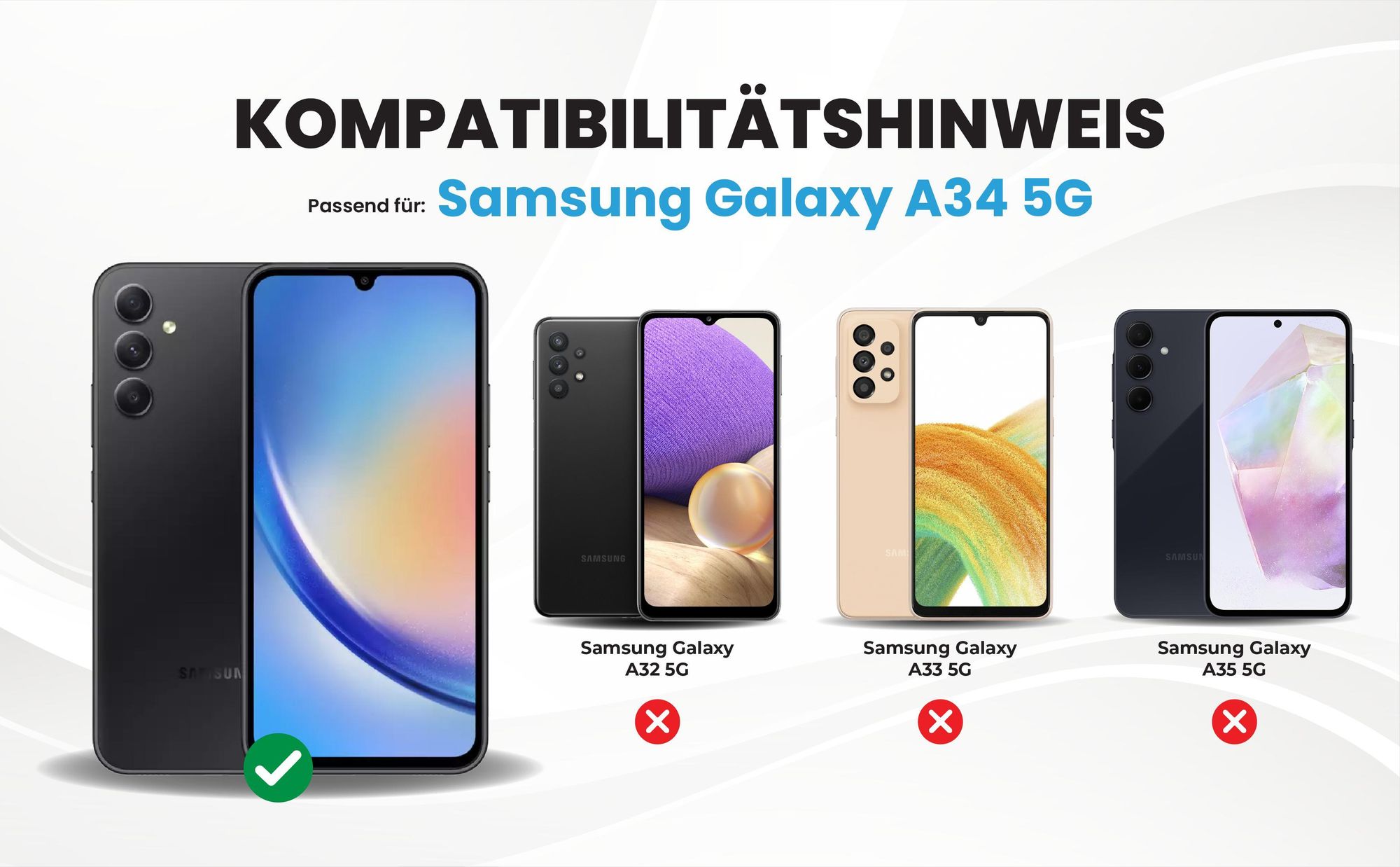 Kompatibilitätshinweise Hülle für Samsung Galaxy A34 5G